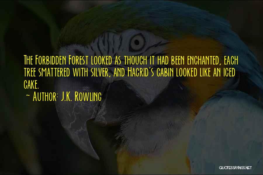 J.K. Rowling Quotes: The Forbidden Forest Looked As Though It Had Been Enchanted, Each Tree Smattered With Silver, And Hagrid's Cabin Looked Like