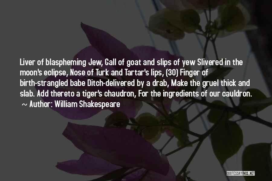 William Shakespeare Quotes: Liver Of Blaspheming Jew, Gall Of Goat And Slips Of Yew Slivered In The Moon's Eclipse, Nose Of Turk And