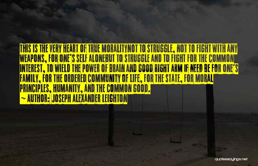 Joseph Alexander Leighton Quotes: This Is The Very Heart Of True Moralitynot To Struggle, Not To Fight With Any Weapons, For One's Self Alonebut