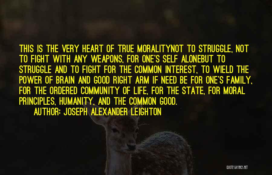 Joseph Alexander Leighton Quotes: This Is The Very Heart Of True Moralitynot To Struggle, Not To Fight With Any Weapons, For One's Self Alonebut