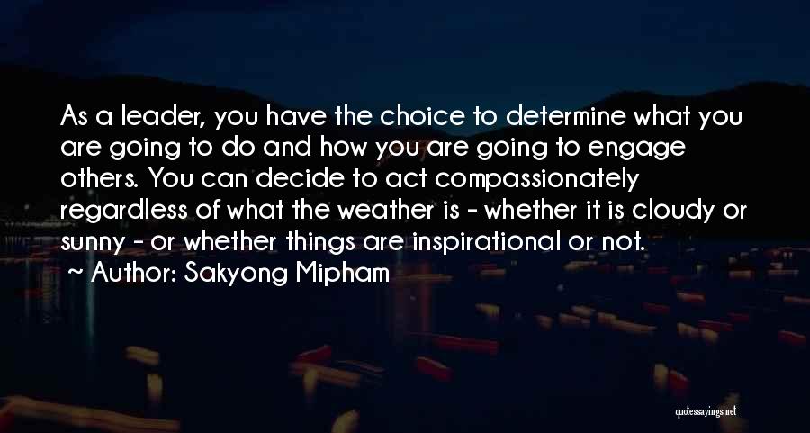 Sakyong Mipham Quotes: As A Leader, You Have The Choice To Determine What You Are Going To Do And How You Are Going