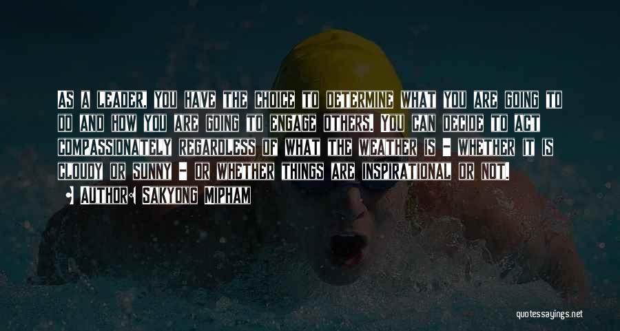 Sakyong Mipham Quotes: As A Leader, You Have The Choice To Determine What You Are Going To Do And How You Are Going