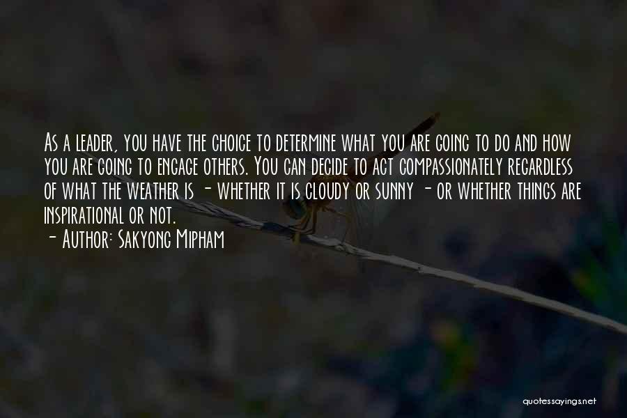 Sakyong Mipham Quotes: As A Leader, You Have The Choice To Determine What You Are Going To Do And How You Are Going