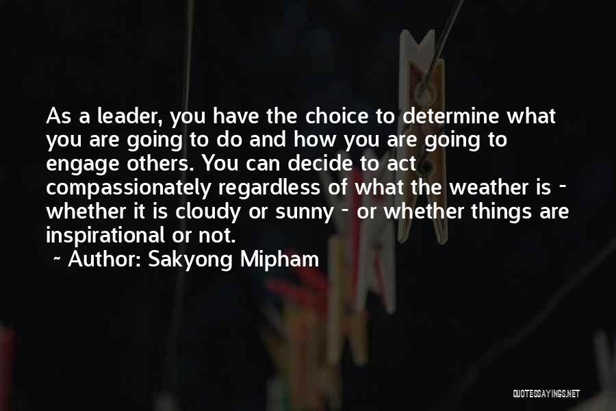 Sakyong Mipham Quotes: As A Leader, You Have The Choice To Determine What You Are Going To Do And How You Are Going