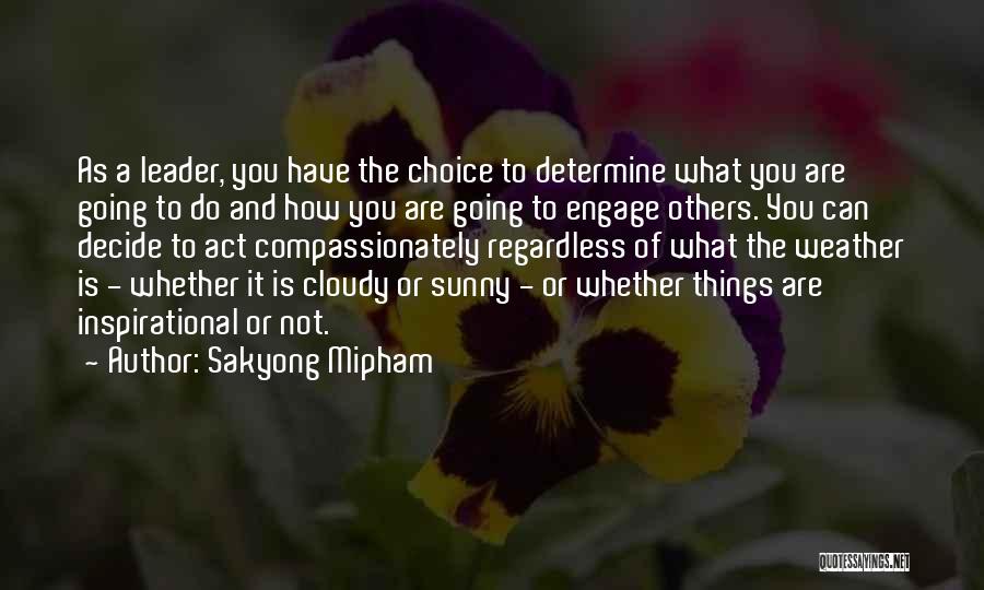 Sakyong Mipham Quotes: As A Leader, You Have The Choice To Determine What You Are Going To Do And How You Are Going