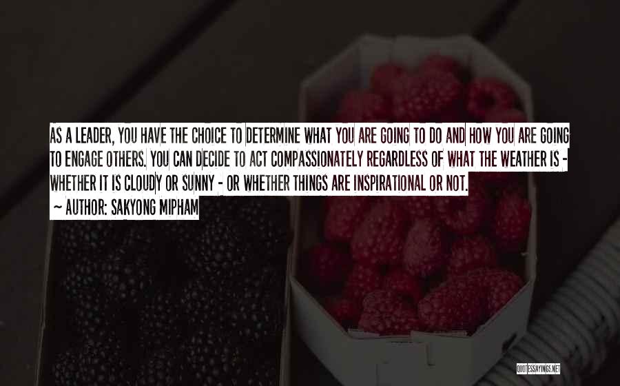 Sakyong Mipham Quotes: As A Leader, You Have The Choice To Determine What You Are Going To Do And How You Are Going