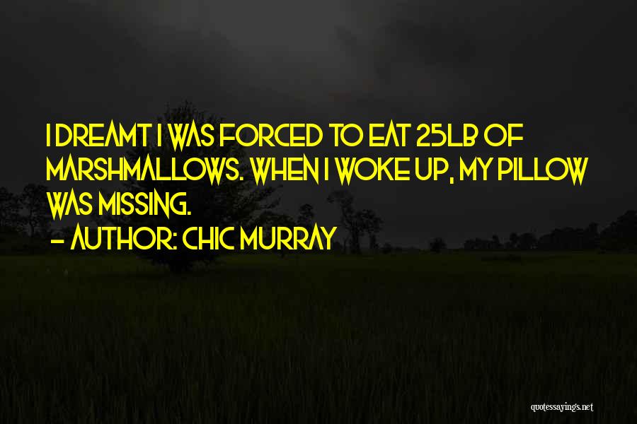 Chic Murray Quotes: I Dreamt I Was Forced To Eat 25lb Of Marshmallows. When I Woke Up, My Pillow Was Missing.