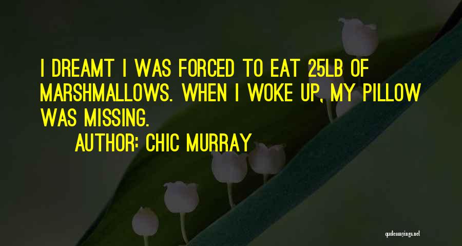 Chic Murray Quotes: I Dreamt I Was Forced To Eat 25lb Of Marshmallows. When I Woke Up, My Pillow Was Missing.