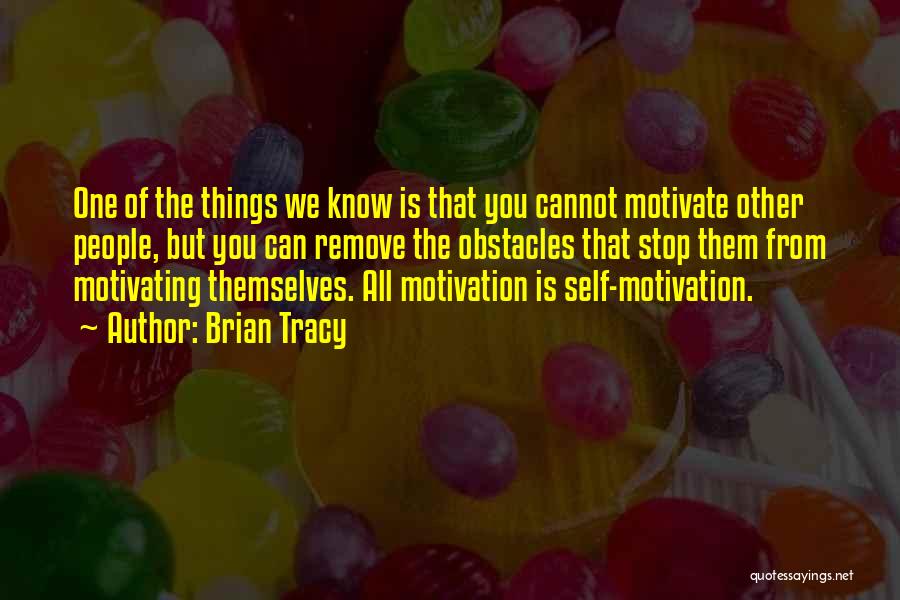 Brian Tracy Quotes: One Of The Things We Know Is That You Cannot Motivate Other People, But You Can Remove The Obstacles That