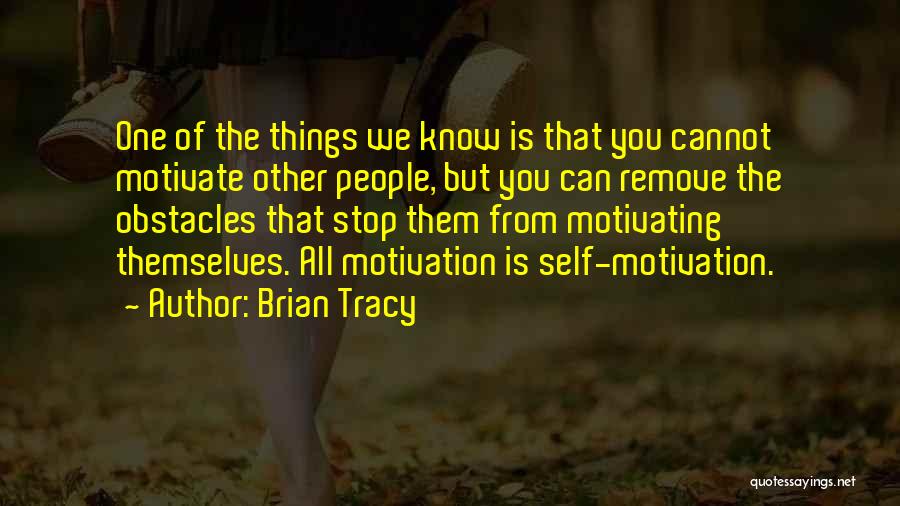 Brian Tracy Quotes: One Of The Things We Know Is That You Cannot Motivate Other People, But You Can Remove The Obstacles That