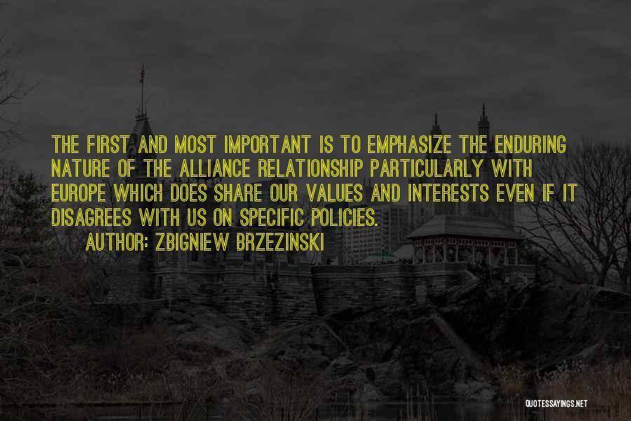 Zbigniew Brzezinski Quotes: The First And Most Important Is To Emphasize The Enduring Nature Of The Alliance Relationship Particularly With Europe Which Does