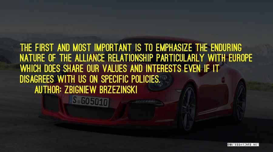 Zbigniew Brzezinski Quotes: The First And Most Important Is To Emphasize The Enduring Nature Of The Alliance Relationship Particularly With Europe Which Does