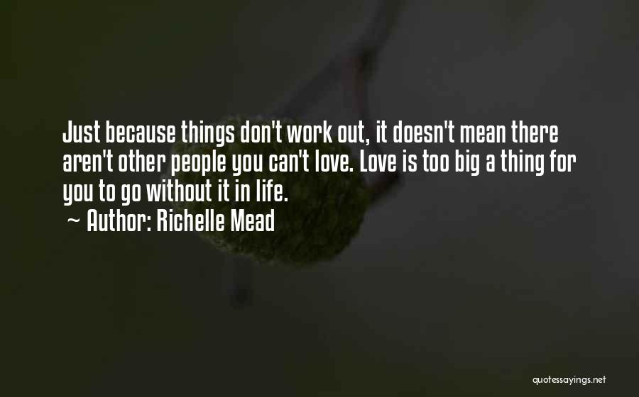 Richelle Mead Quotes: Just Because Things Don't Work Out, It Doesn't Mean There Aren't Other People You Can't Love. Love Is Too Big