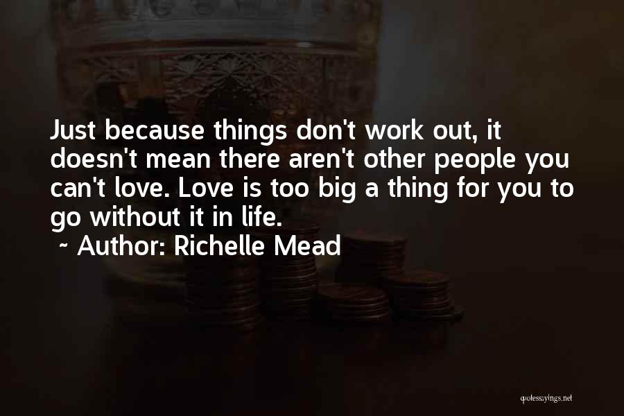 Richelle Mead Quotes: Just Because Things Don't Work Out, It Doesn't Mean There Aren't Other People You Can't Love. Love Is Too Big