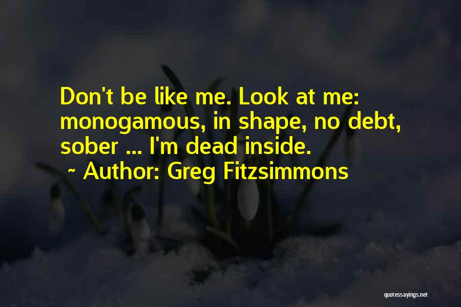 Greg Fitzsimmons Quotes: Don't Be Like Me. Look At Me: Monogamous, In Shape, No Debt, Sober ... I'm Dead Inside.