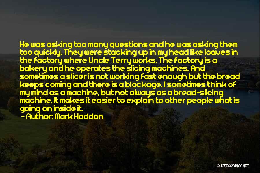 Mark Haddon Quotes: He Was Asking Too Many Questions And He Was Asking Them Too Quickly. They Were Stacking Up In My Head