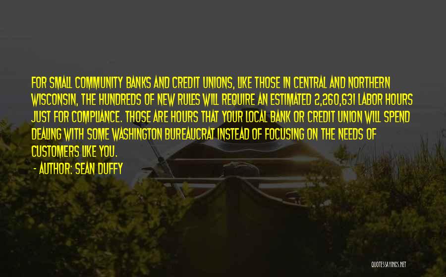 Sean Duffy Quotes: For Small Community Banks And Credit Unions, Like Those In Central And Northern Wisconsin, The Hundreds Of New Rules Will