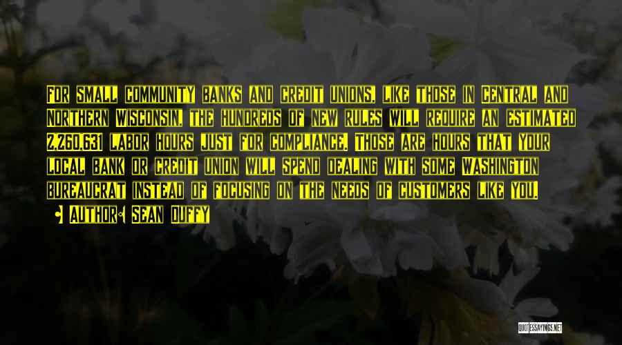 Sean Duffy Quotes: For Small Community Banks And Credit Unions, Like Those In Central And Northern Wisconsin, The Hundreds Of New Rules Will