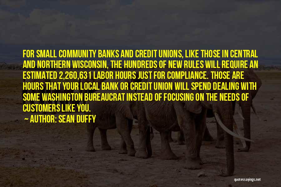 Sean Duffy Quotes: For Small Community Banks And Credit Unions, Like Those In Central And Northern Wisconsin, The Hundreds Of New Rules Will