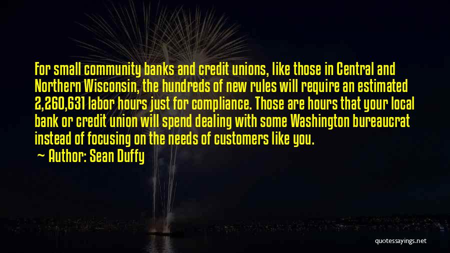 Sean Duffy Quotes: For Small Community Banks And Credit Unions, Like Those In Central And Northern Wisconsin, The Hundreds Of New Rules Will