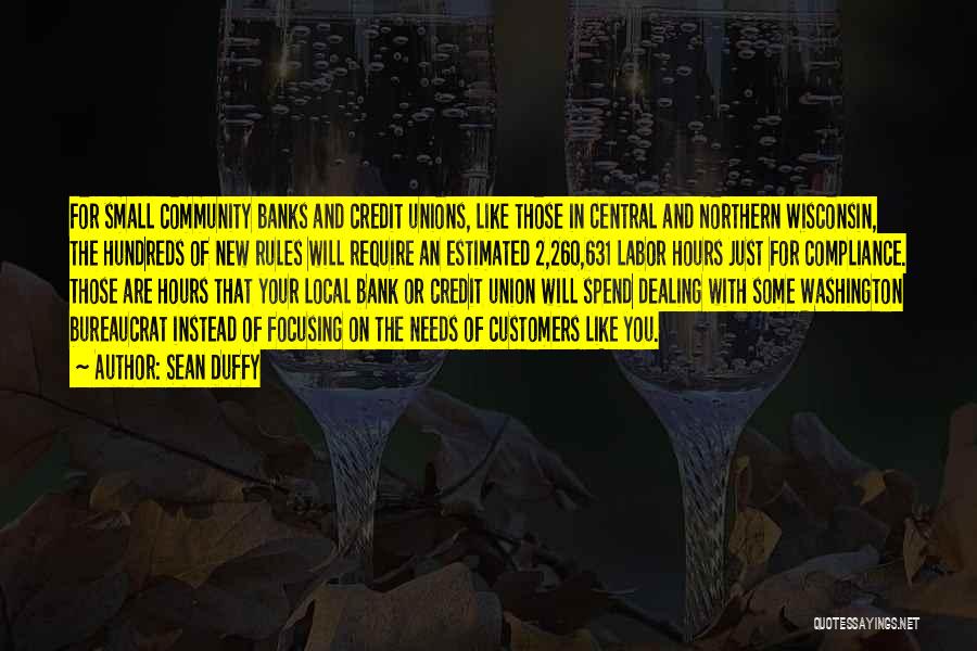 Sean Duffy Quotes: For Small Community Banks And Credit Unions, Like Those In Central And Northern Wisconsin, The Hundreds Of New Rules Will