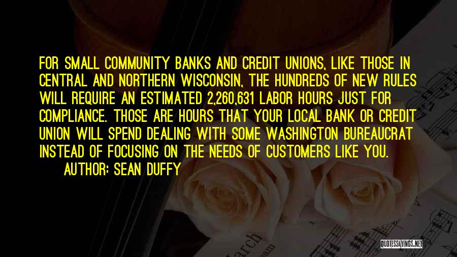 Sean Duffy Quotes: For Small Community Banks And Credit Unions, Like Those In Central And Northern Wisconsin, The Hundreds Of New Rules Will