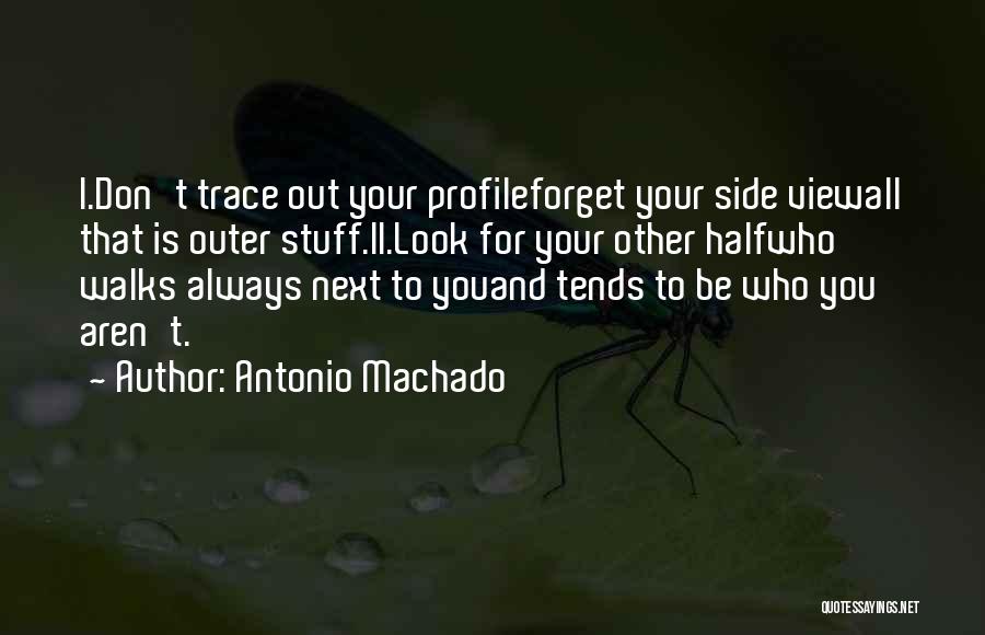 Antonio Machado Quotes: I.don't Trace Out Your Profileforget Your Side Viewall That Is Outer Stuff.ii.look For Your Other Halfwho Walks Always Next To