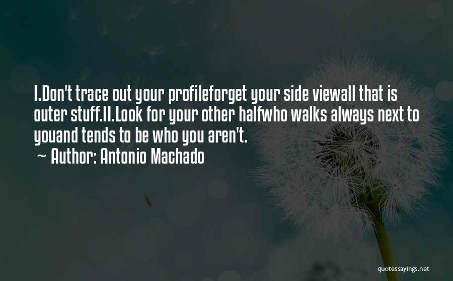 Antonio Machado Quotes: I.don't Trace Out Your Profileforget Your Side Viewall That Is Outer Stuff.ii.look For Your Other Halfwho Walks Always Next To