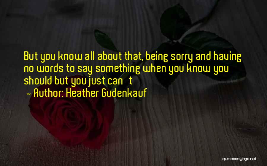 Heather Gudenkauf Quotes: But You Know All About That, Being Sorry And Having No Words To Say Something When You Know You Should