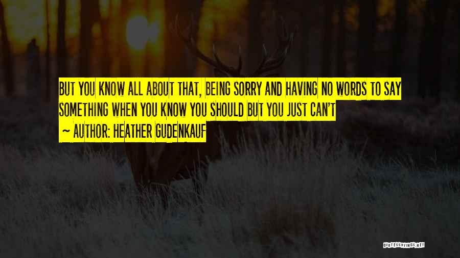 Heather Gudenkauf Quotes: But You Know All About That, Being Sorry And Having No Words To Say Something When You Know You Should