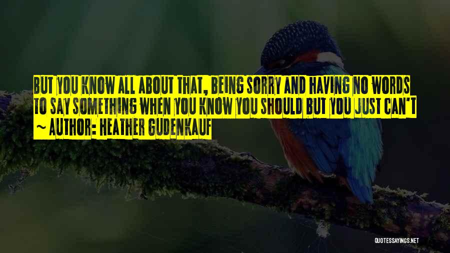 Heather Gudenkauf Quotes: But You Know All About That, Being Sorry And Having No Words To Say Something When You Know You Should