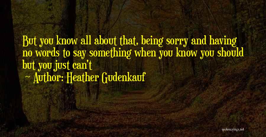 Heather Gudenkauf Quotes: But You Know All About That, Being Sorry And Having No Words To Say Something When You Know You Should