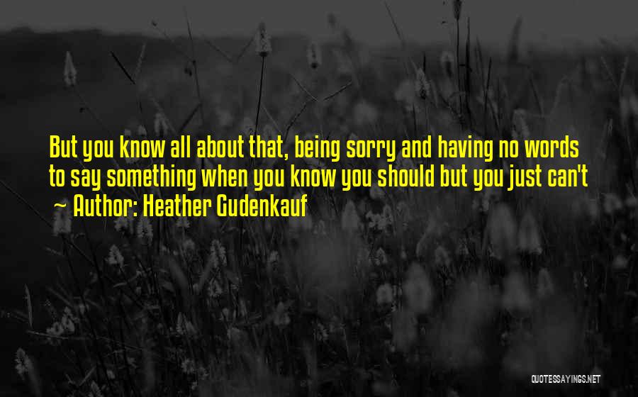 Heather Gudenkauf Quotes: But You Know All About That, Being Sorry And Having No Words To Say Something When You Know You Should