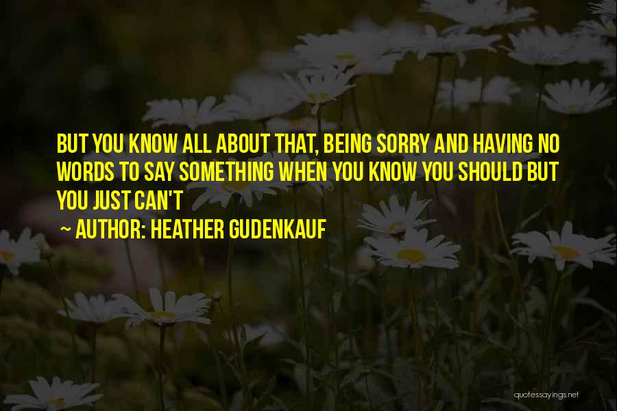 Heather Gudenkauf Quotes: But You Know All About That, Being Sorry And Having No Words To Say Something When You Know You Should