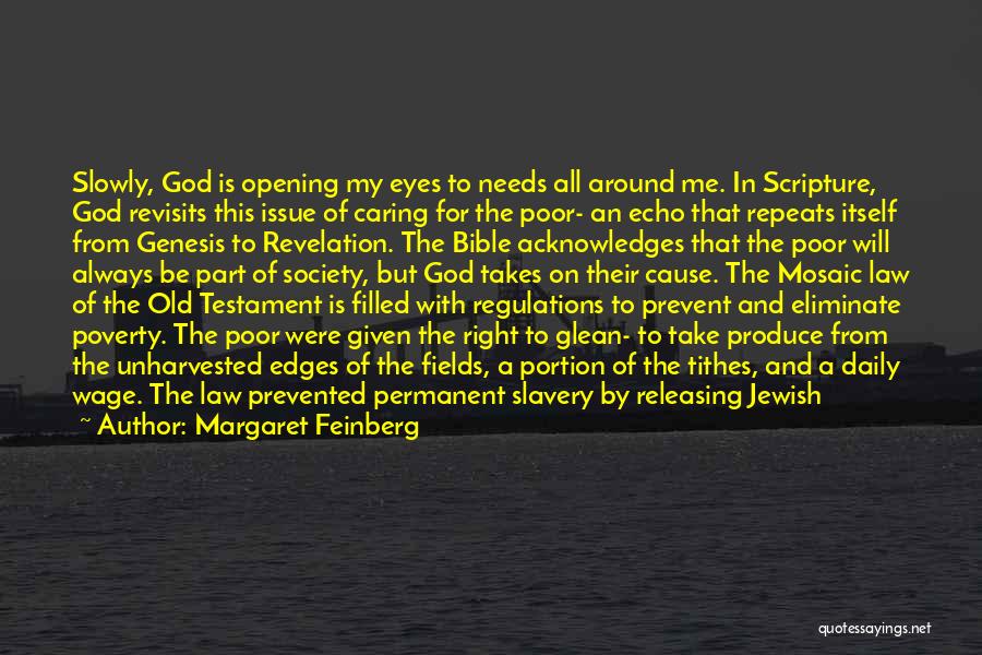 Margaret Feinberg Quotes: Slowly, God Is Opening My Eyes To Needs All Around Me. In Scripture, God Revisits This Issue Of Caring For
