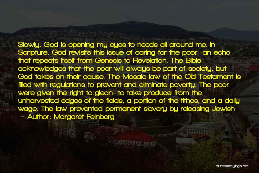 Margaret Feinberg Quotes: Slowly, God Is Opening My Eyes To Needs All Around Me. In Scripture, God Revisits This Issue Of Caring For