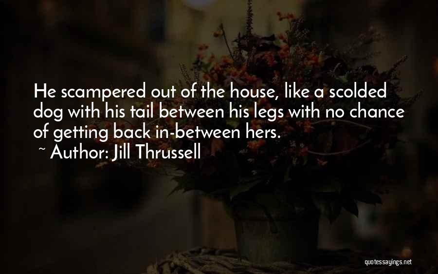 Jill Thrussell Quotes: He Scampered Out Of The House, Like A Scolded Dog With His Tail Between His Legs With No Chance Of