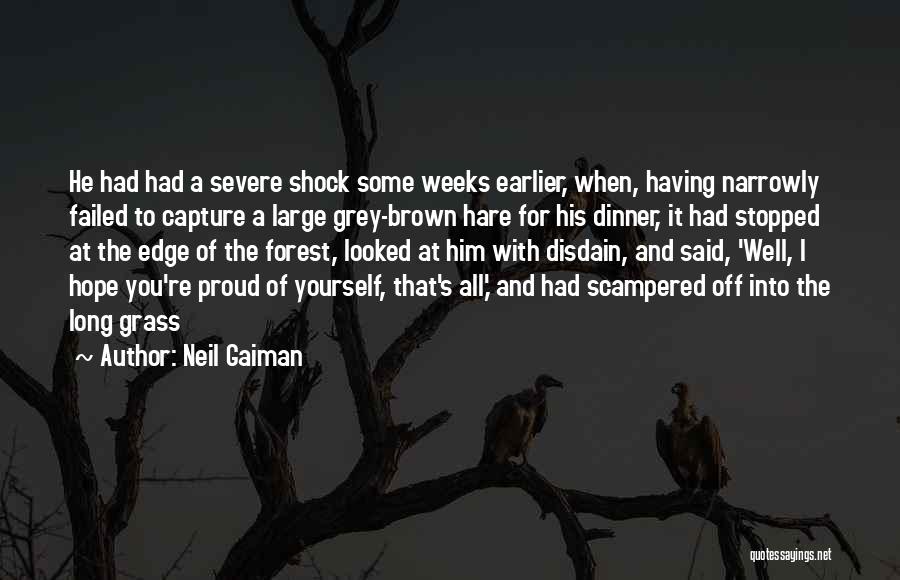 Neil Gaiman Quotes: He Had Had A Severe Shock Some Weeks Earlier, When, Having Narrowly Failed To Capture A Large Grey-brown Hare For