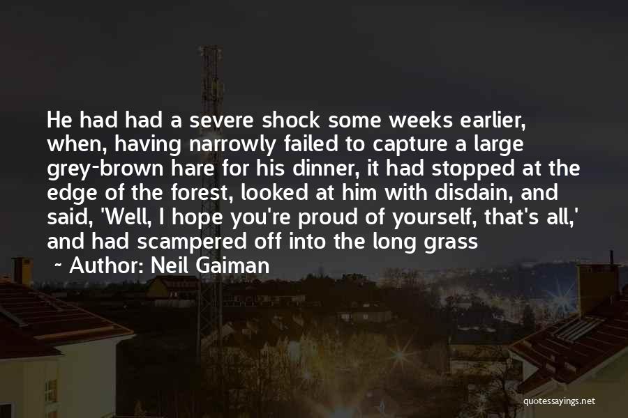 Neil Gaiman Quotes: He Had Had A Severe Shock Some Weeks Earlier, When, Having Narrowly Failed To Capture A Large Grey-brown Hare For