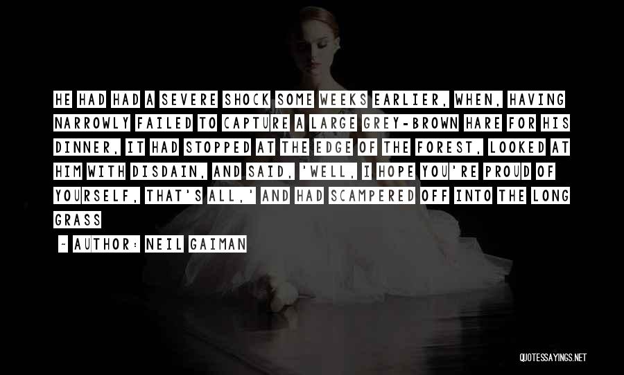 Neil Gaiman Quotes: He Had Had A Severe Shock Some Weeks Earlier, When, Having Narrowly Failed To Capture A Large Grey-brown Hare For