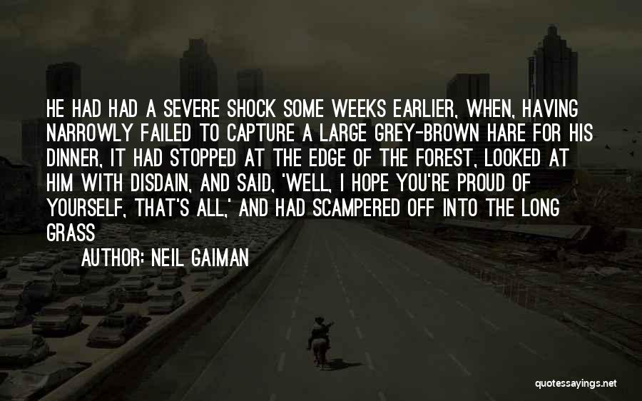 Neil Gaiman Quotes: He Had Had A Severe Shock Some Weeks Earlier, When, Having Narrowly Failed To Capture A Large Grey-brown Hare For