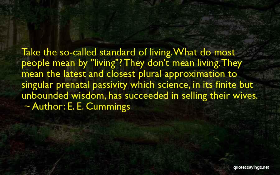 E. E. Cummings Quotes: Take The So-called Standard Of Living. What Do Most People Mean By Living? They Don't Mean Living. They Mean The