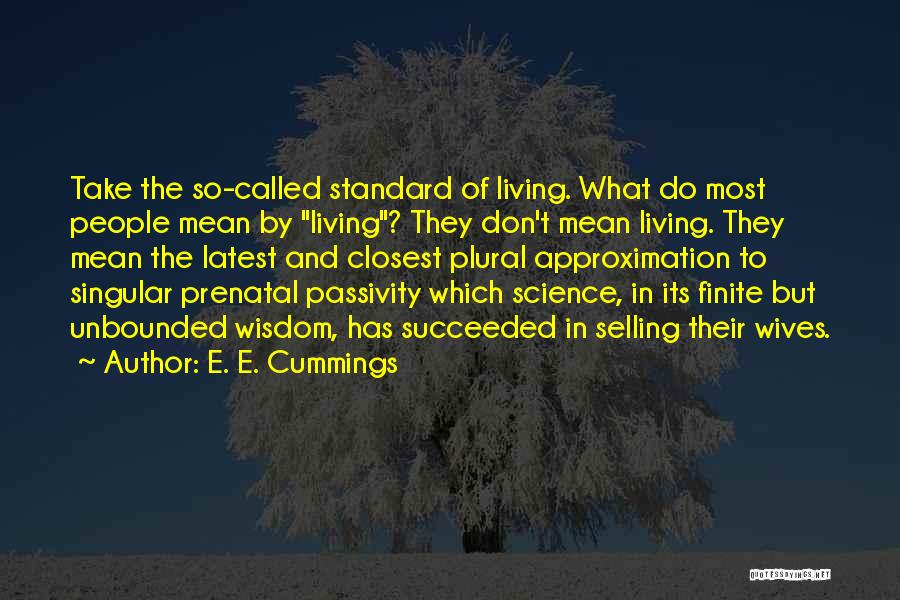 E. E. Cummings Quotes: Take The So-called Standard Of Living. What Do Most People Mean By Living? They Don't Mean Living. They Mean The
