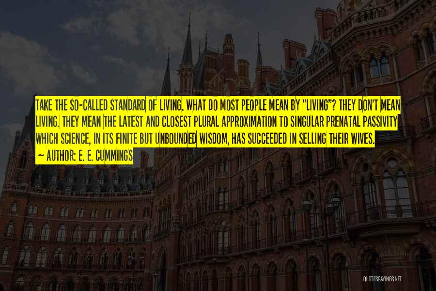 E. E. Cummings Quotes: Take The So-called Standard Of Living. What Do Most People Mean By Living? They Don't Mean Living. They Mean The