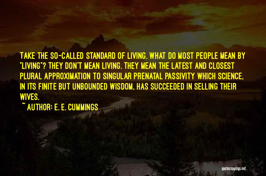 E. E. Cummings Quotes: Take The So-called Standard Of Living. What Do Most People Mean By Living? They Don't Mean Living. They Mean The