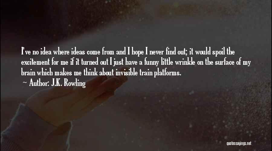 J.K. Rowling Quotes: I've No Idea Where Ideas Come From And I Hope I Never Find Out; It Would Spoil The Excitement For