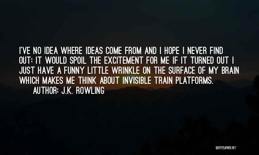 J.K. Rowling Quotes: I've No Idea Where Ideas Come From And I Hope I Never Find Out; It Would Spoil The Excitement For