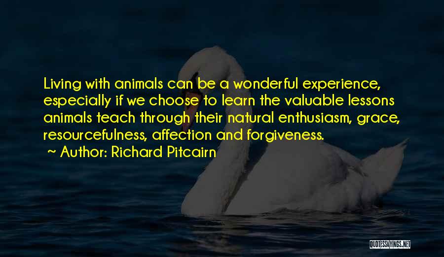 Richard Pitcairn Quotes: Living With Animals Can Be A Wonderful Experience, Especially If We Choose To Learn The Valuable Lessons Animals Teach Through