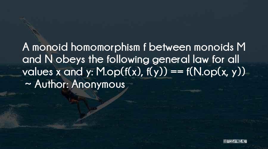 Anonymous Quotes: A Monoid Homomorphism F Between Monoids M And N Obeys The Following General Law For All Values X And Y: