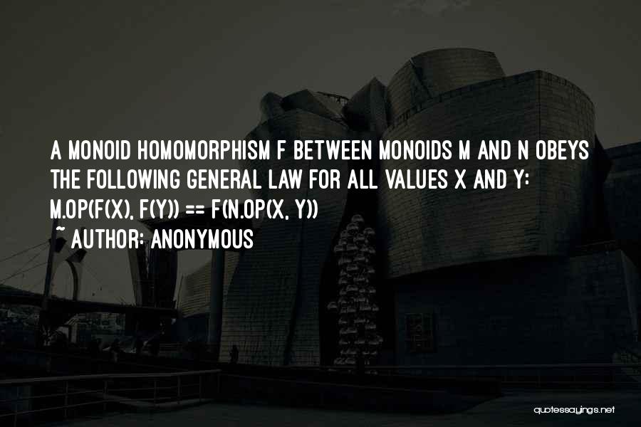Anonymous Quotes: A Monoid Homomorphism F Between Monoids M And N Obeys The Following General Law For All Values X And Y: